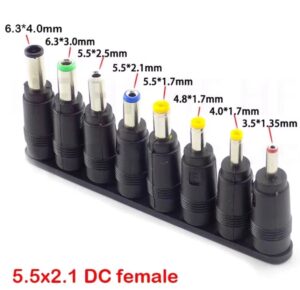 8pcs/set DC Adapter 5.5*2.1mm Multi-type Male Jack Connector